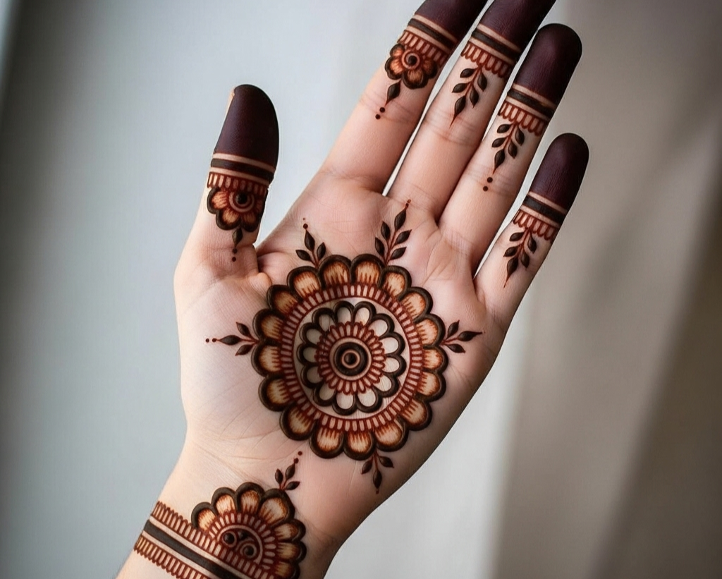Aesthetic Mehndi Design Front Hand Simple