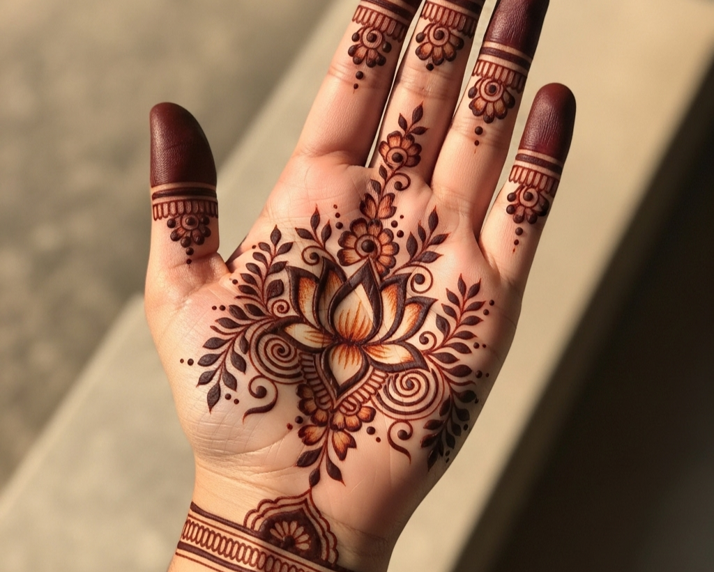 Aesthetic Mehndi Design Front Hand Simple