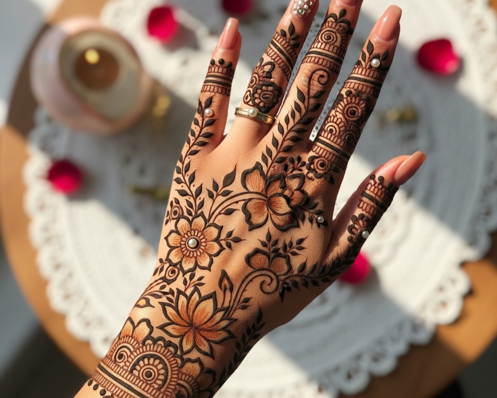Floral Instagram Stylish Back Hand Mehndi Designs