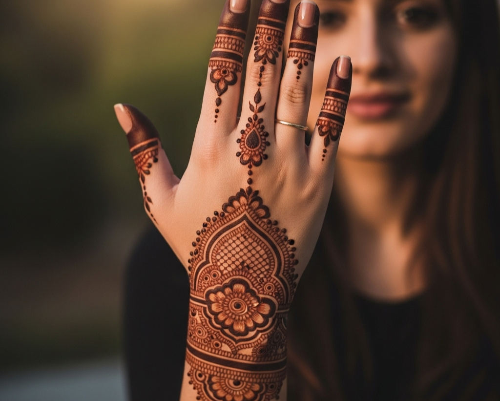 Front Hand Aesthetic Mehndi Design