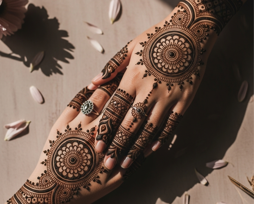 Instagram Stylish Back Hand Mehndi Designs Circle