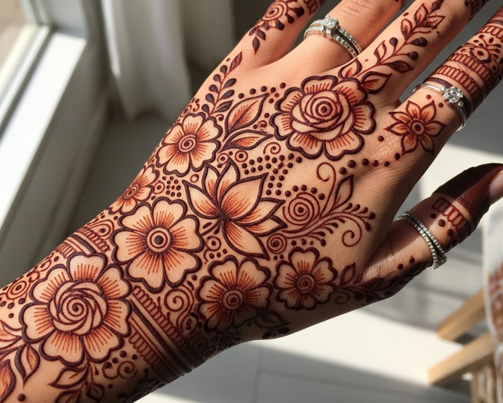 Instagram Stylish Back Hand Mehndi Designs Flower