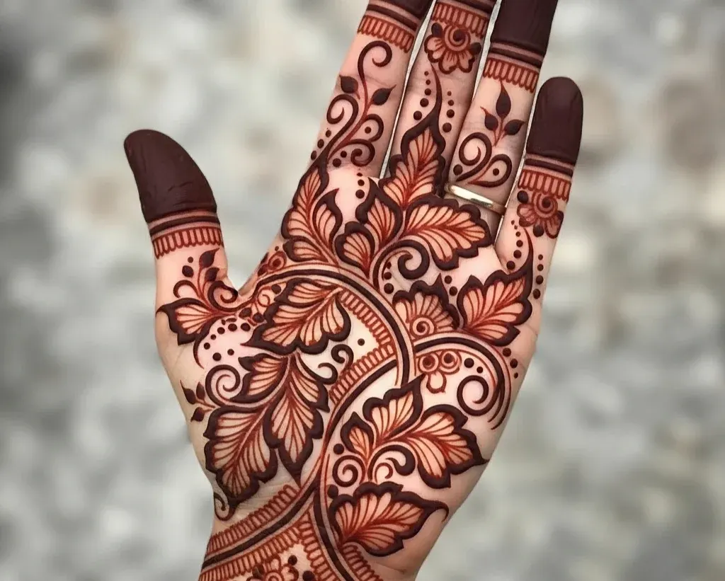 arabic leaf mehndi designs for front hand