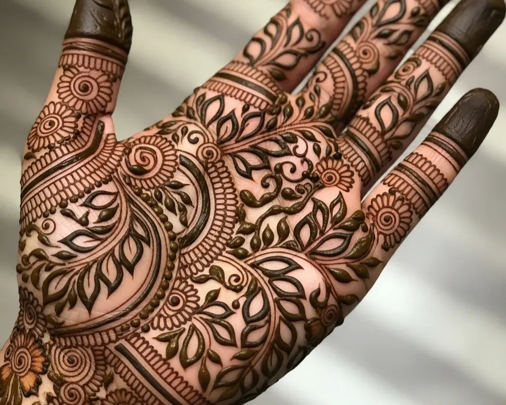 arabic leaf mehndi designs for front hand