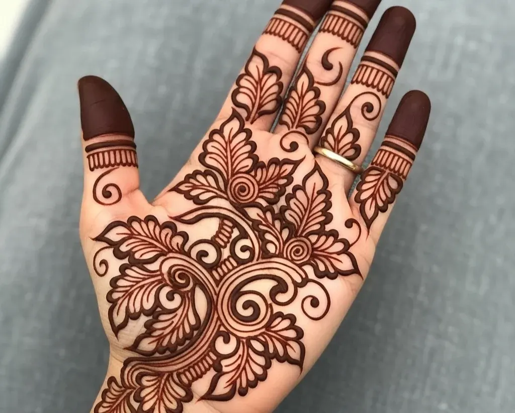 simple simple leaf mehndi designs for front hand
