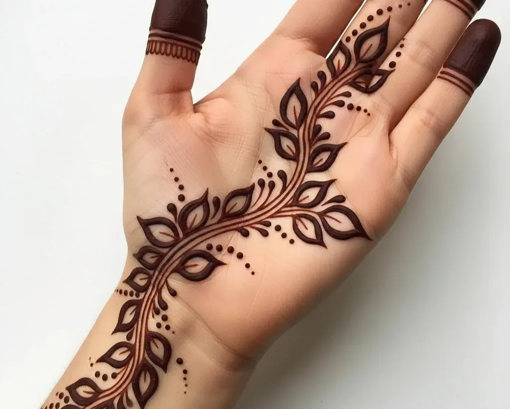 arabic simple leaf mehndi designs for front hand