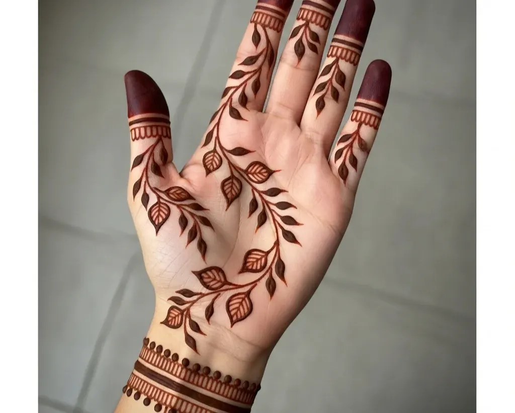 simple simple leaf mehndi designs for front hand