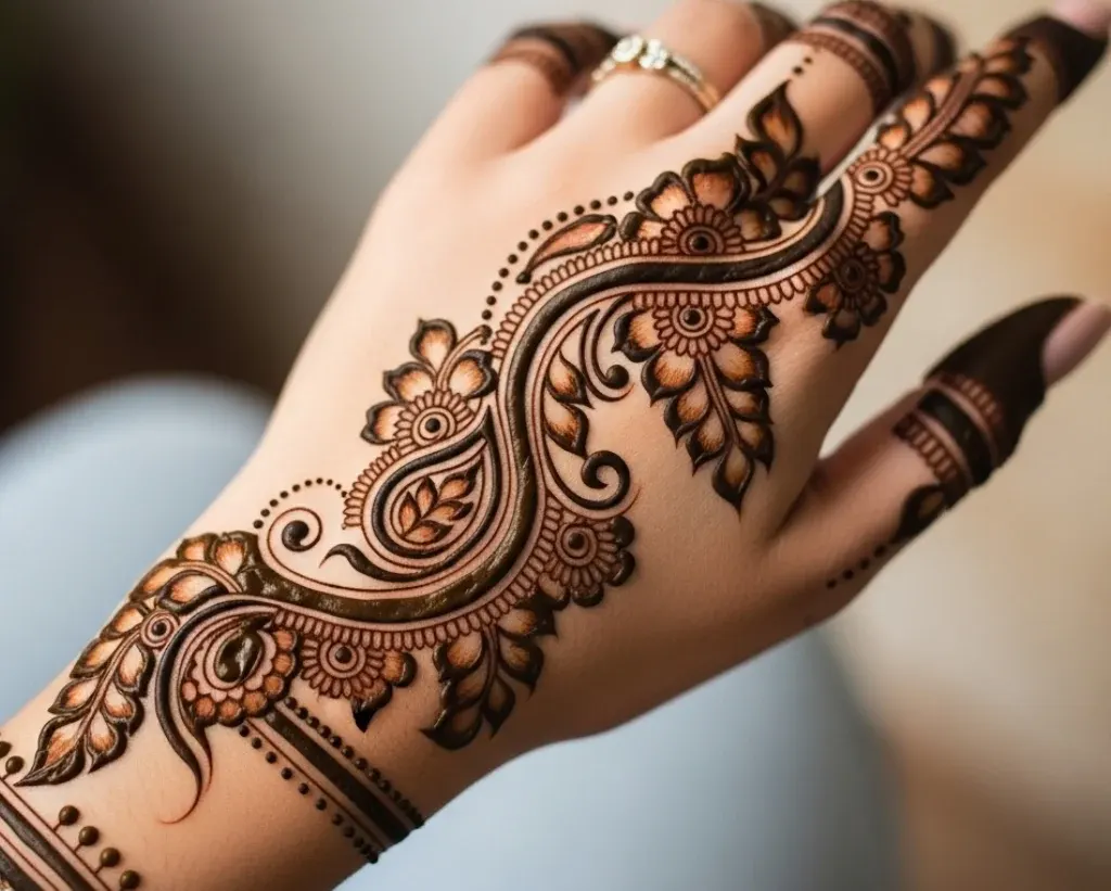 Back Side Mehndi Design Leaf