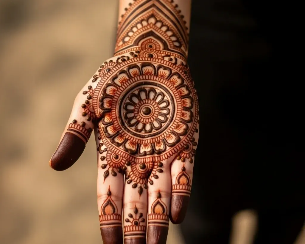 Circle Mehndi Designs for Front Hand