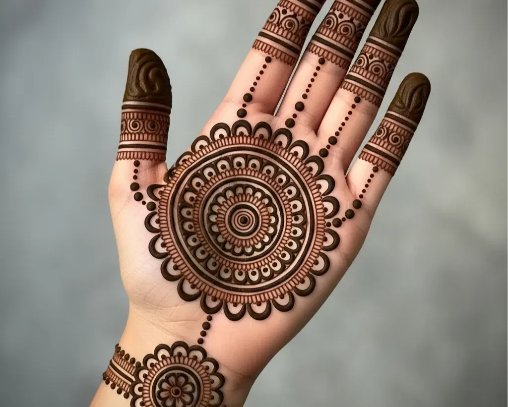 Circle Mehndi Designs for Front Hand