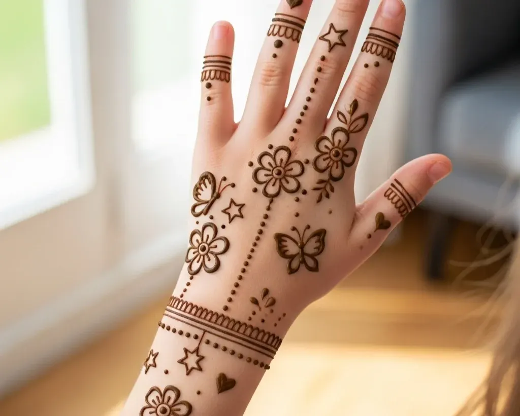 Cute Easy Mehndi Designs for Kids Back Hand Cute Easy Mehndi Designs for Kids Back Hand