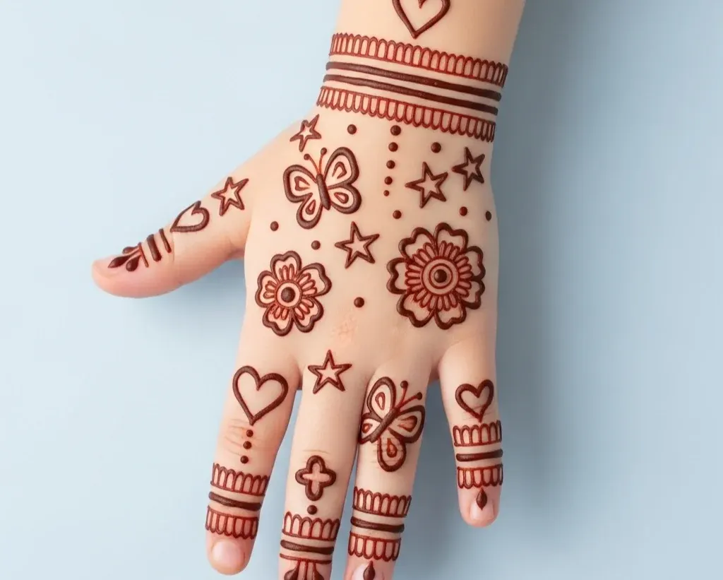 Cute Easy Mehndi Designs for Kids Front