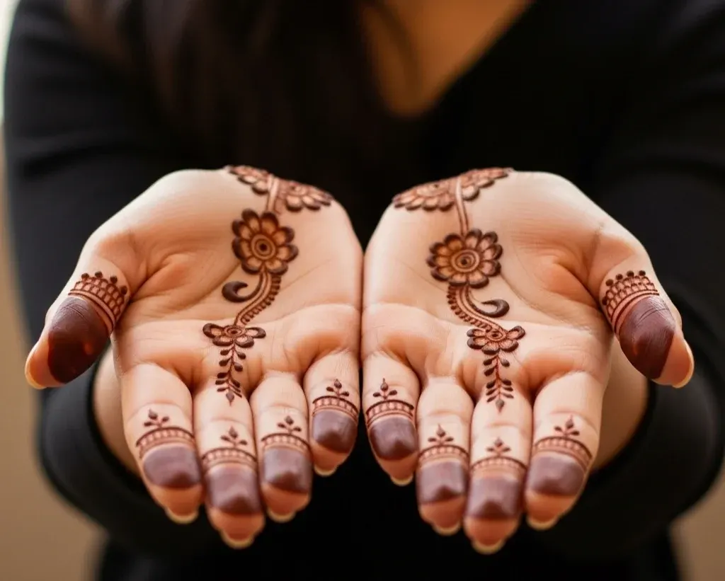 Cute Small Mehndi Designs Front Hand