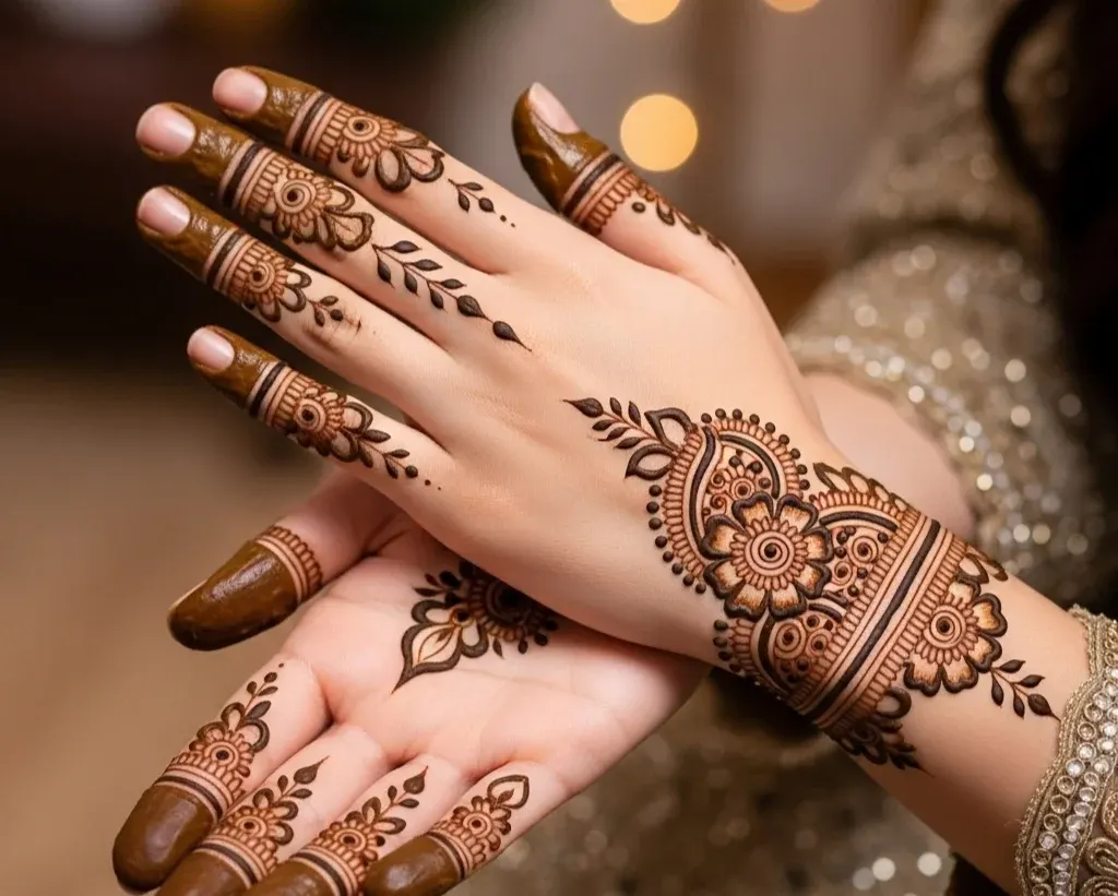 Cute Small Mehndi Designs Front Hand