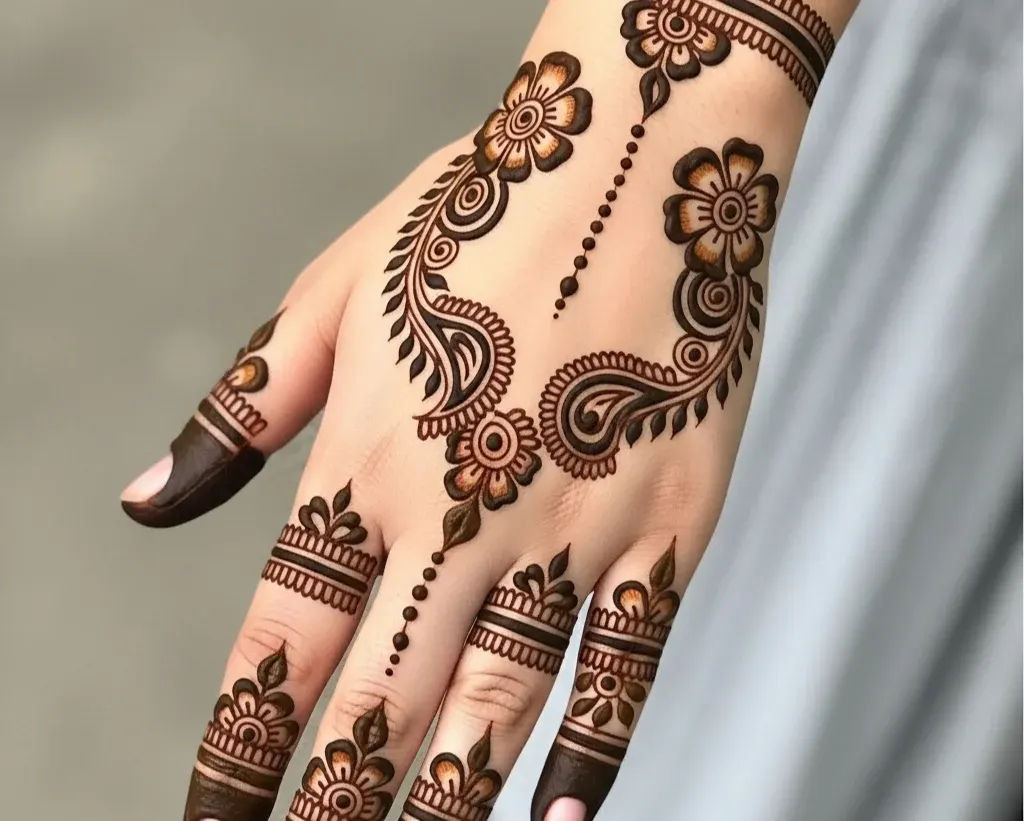 Easy Small Mehndi Designs for Back Hand