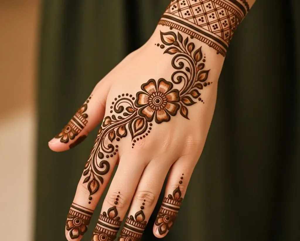 Elegant Stylish Back Hand Mehndi Design