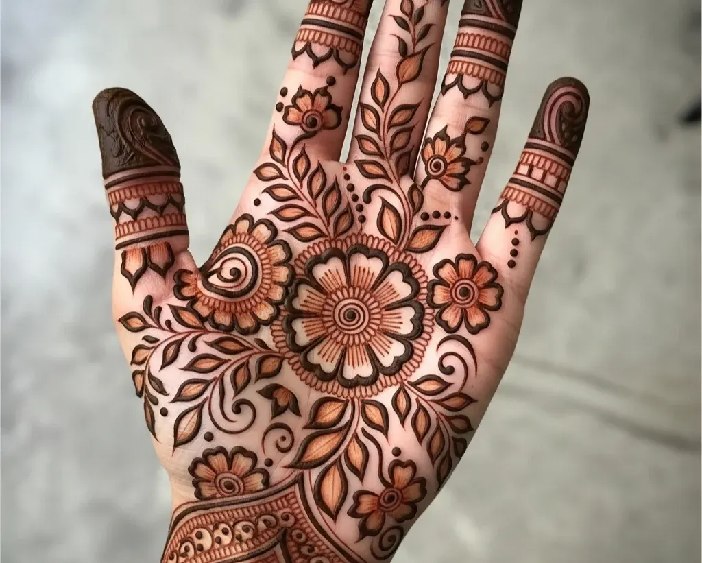 floral mehndi leaf mehndi designs for front hand