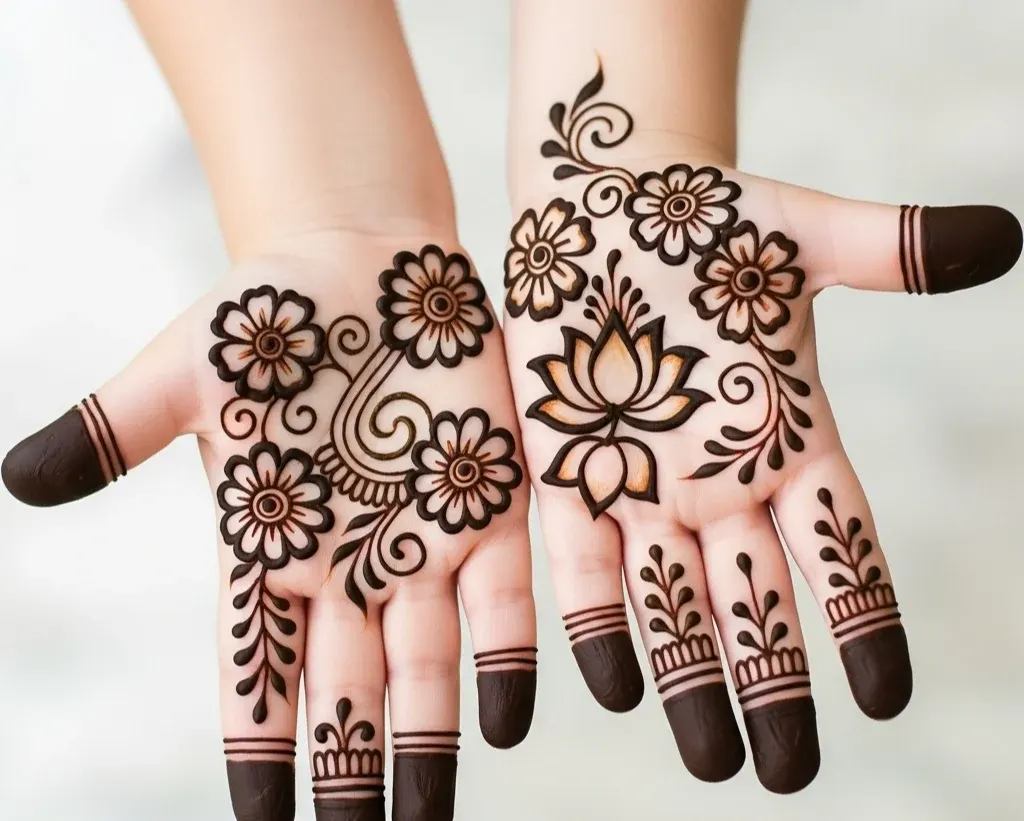 Flower Flower Cute Easy Mehndi Designs for Kids Flower Flower Cute Easy Mehndi Designs for Kids
