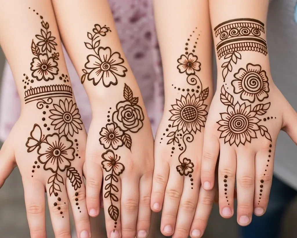 Flower Flower Cute Easy Mehndi Designs for Kids Flower Flower Cute Easy Mehndi Designs for Kids