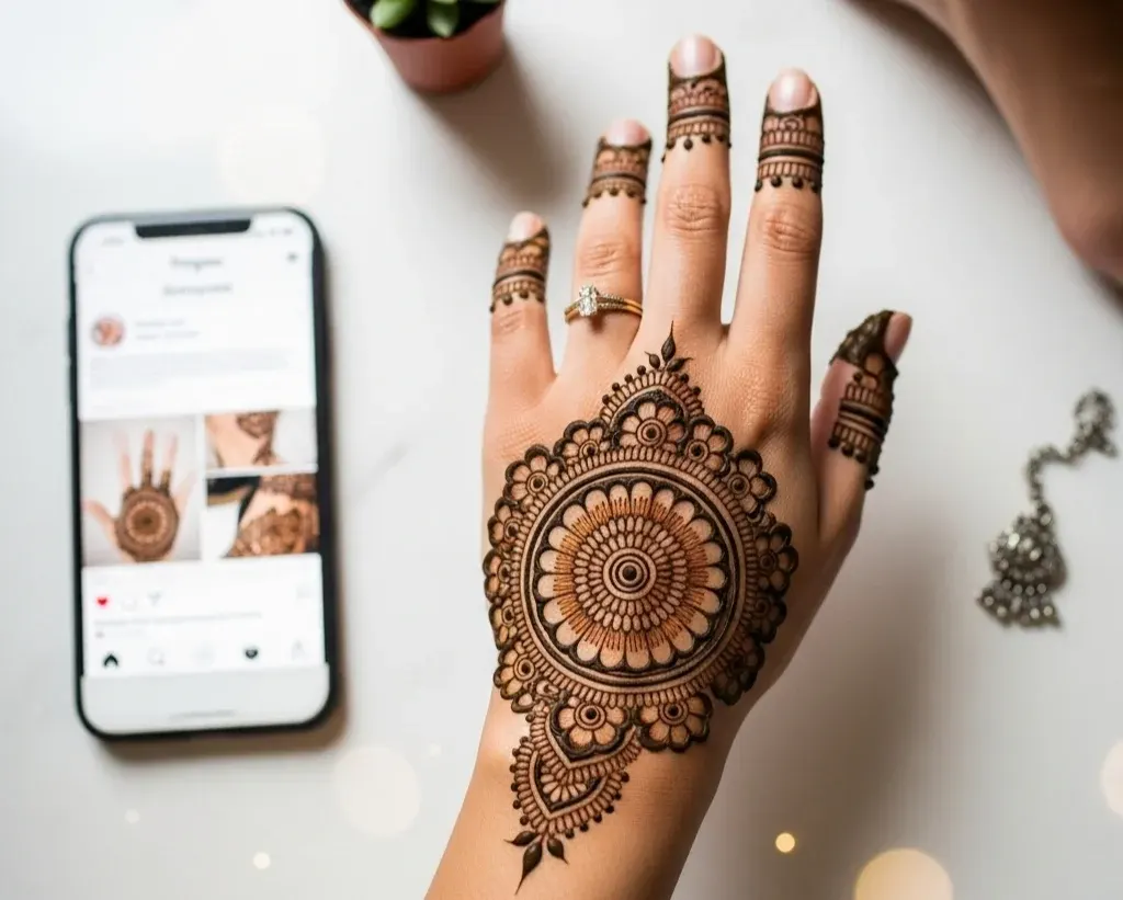 Instagram Stylish Back Hand Mehndi Designs Circle