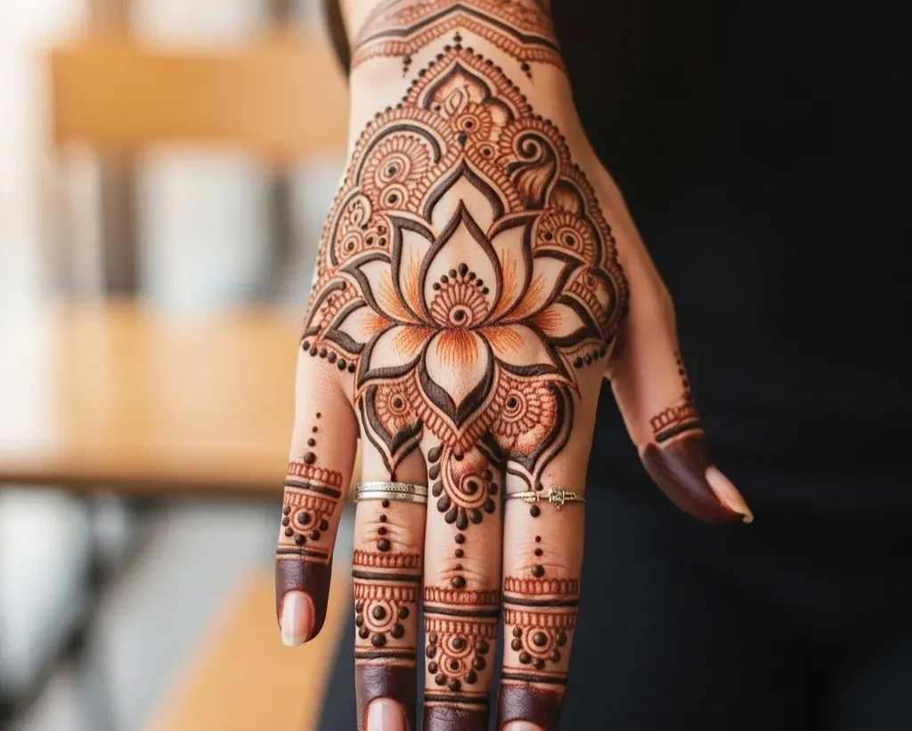 Instagram Stylish Back Hand Mehndi Designs Lotus