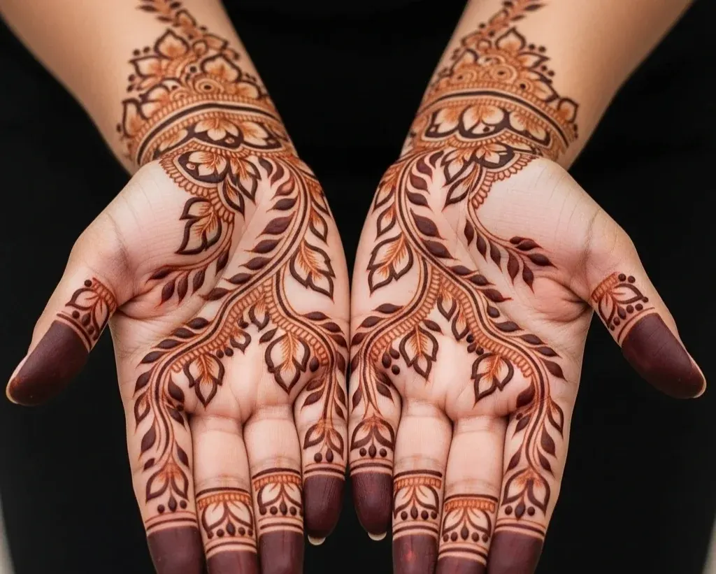 leaf mehndi designs for front hand