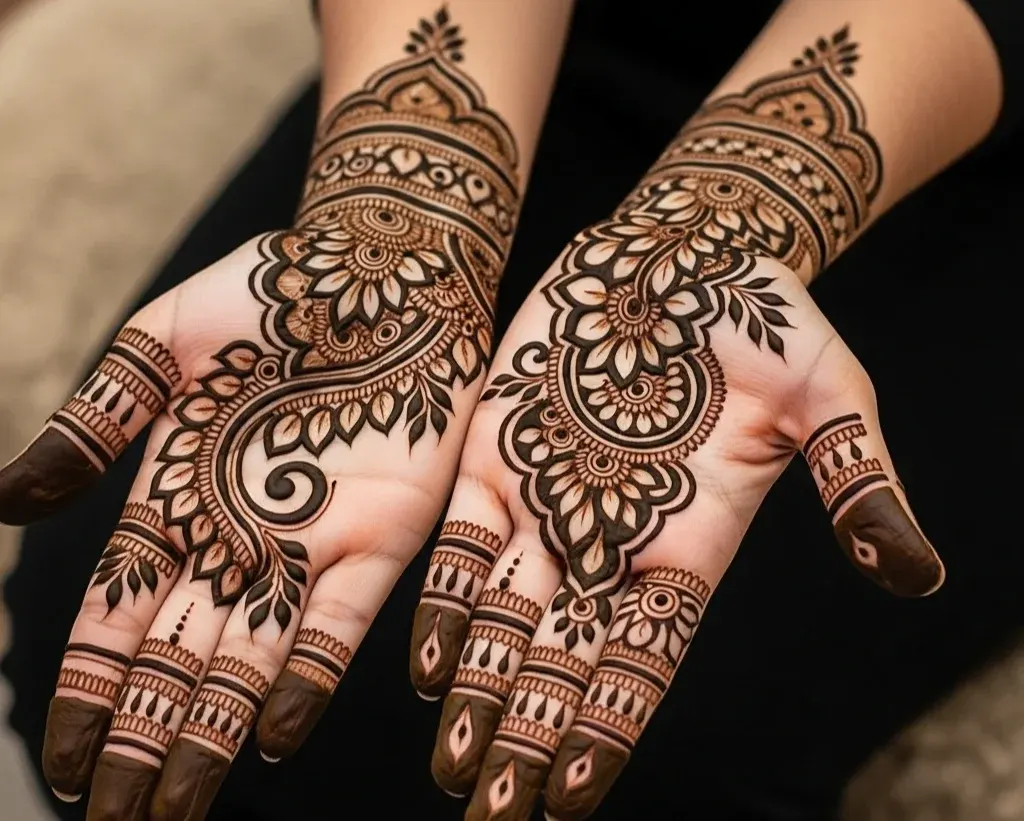 leaf mehndi designs for front hand arabic