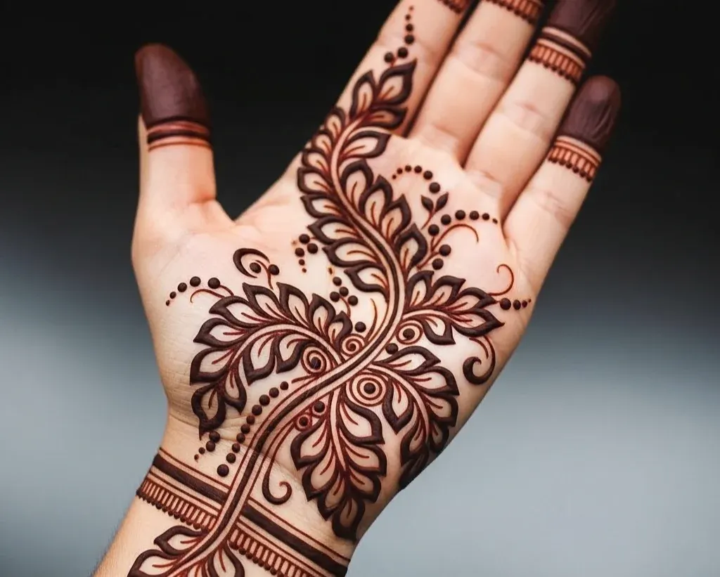 leaf mehndi designs for front hand arabic