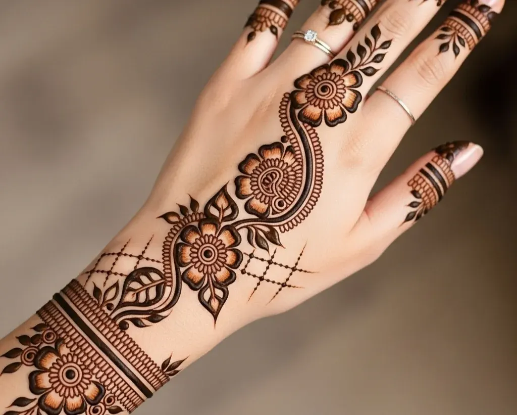 Left Hand Mehndi Design Back