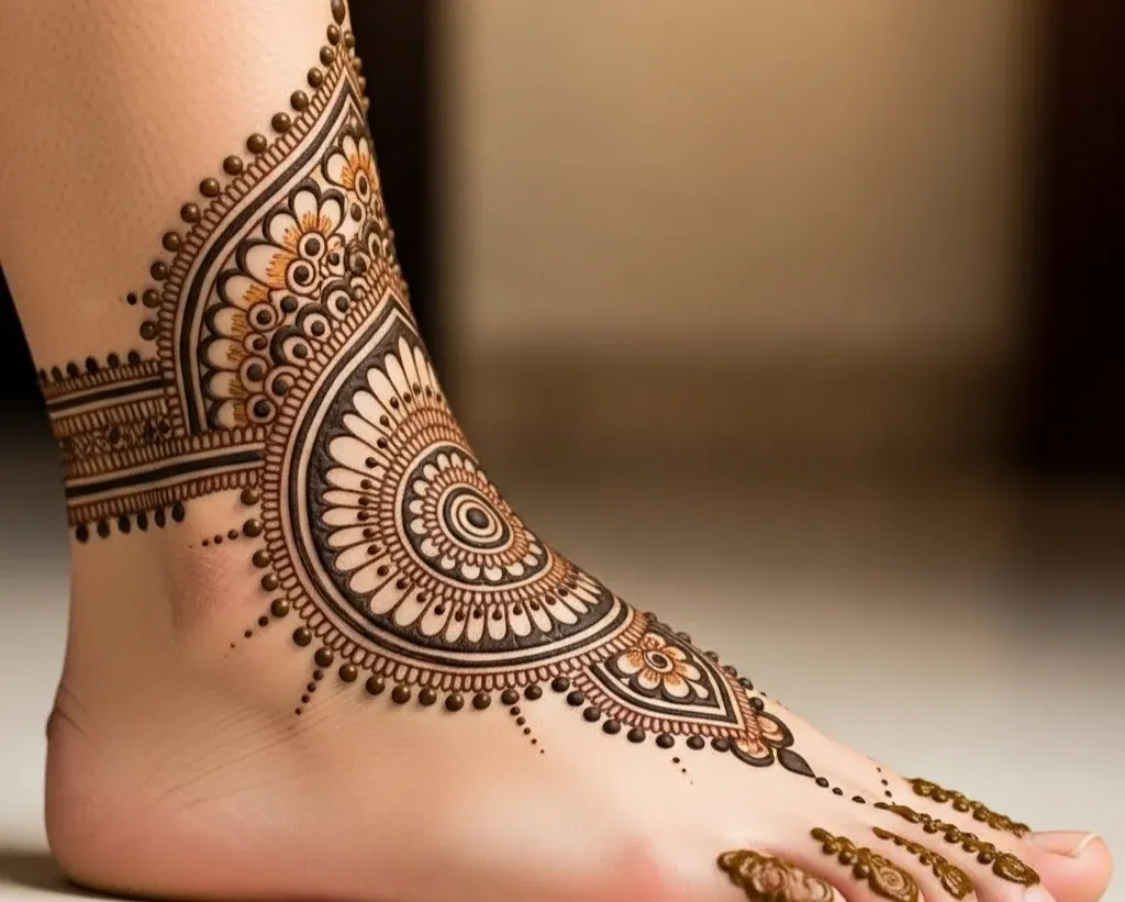 Leg Circle Mehndi Designs for Foot