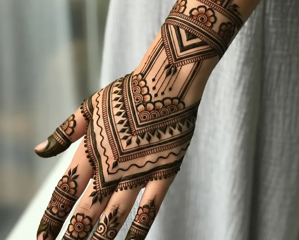 Modern Mehndi Stylish Back Hand Mehndi Design