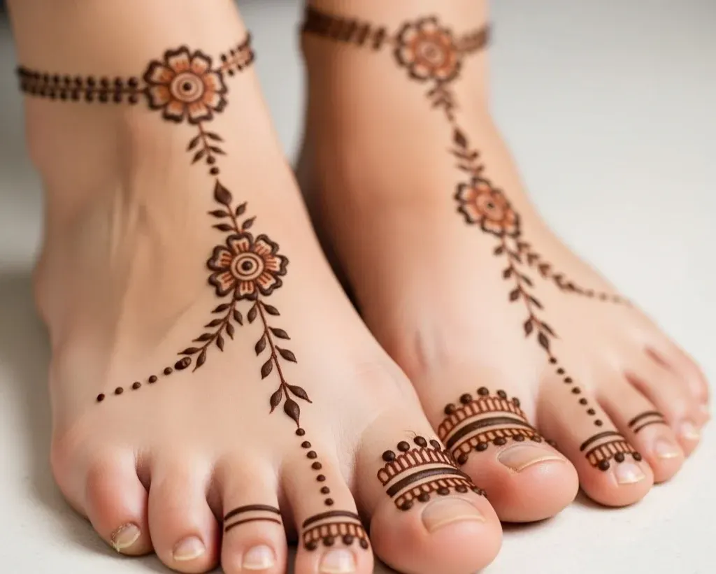 Simple Leg Finger Mehndi Designs Easy Only