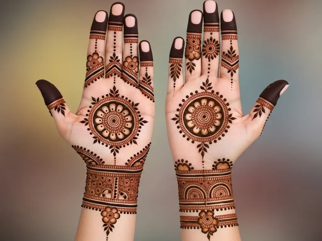Simple Mehndi Designs for Hands Full