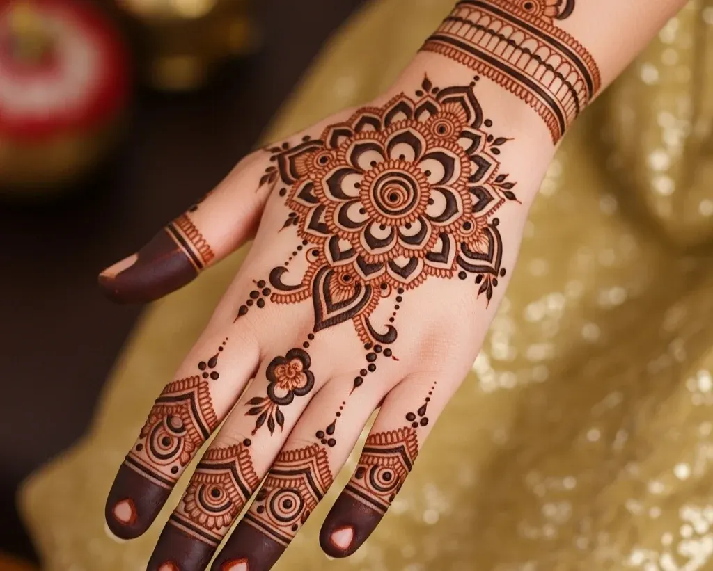 Stylish Back Hand Mehndi Design