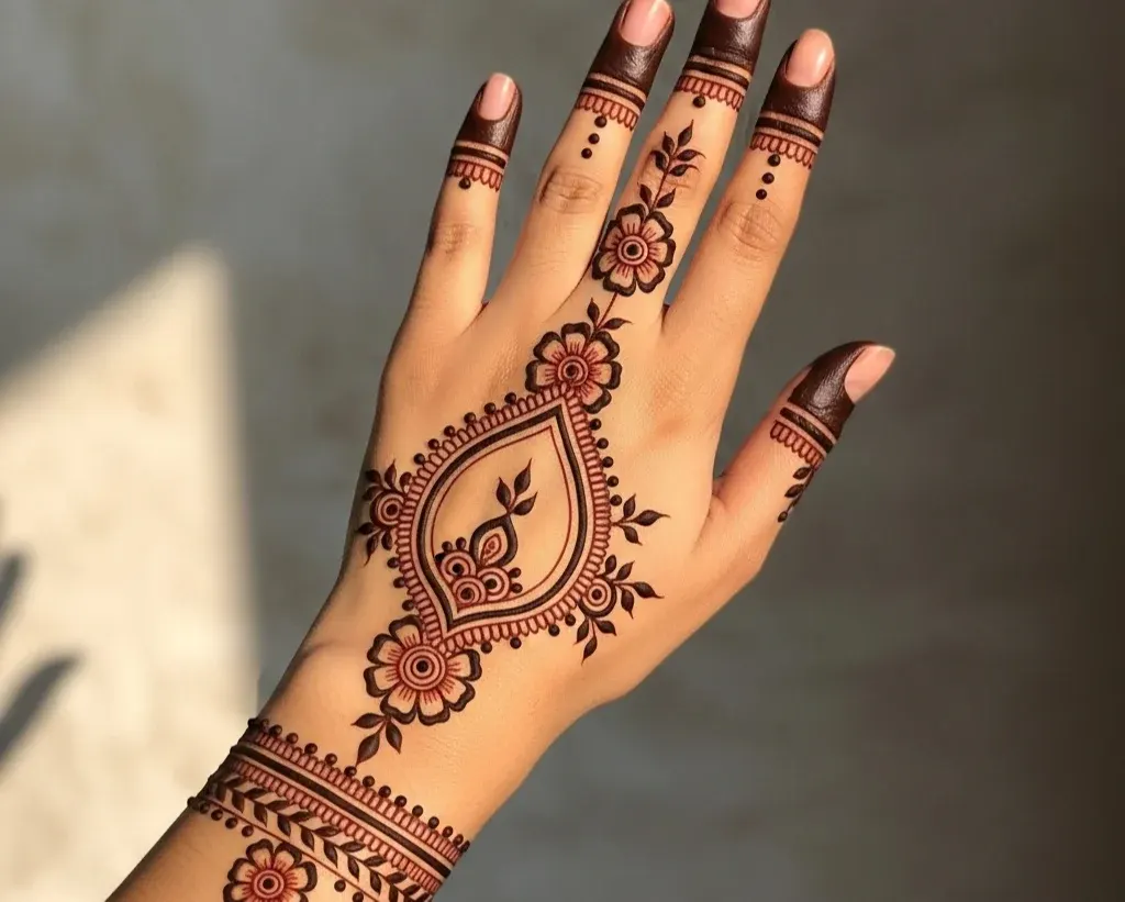 Stylish Back Hand Mehndi Design Simple