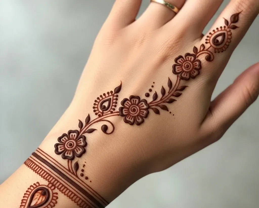 Stylish Back Hand Mehndi Design
