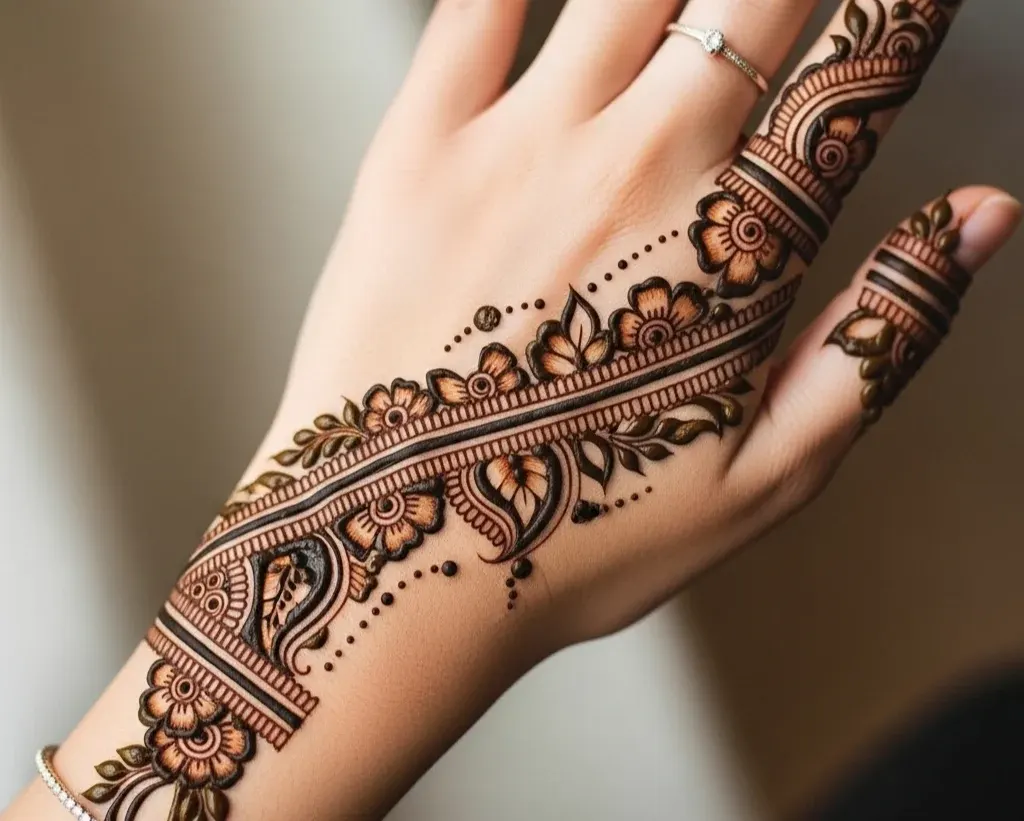 Stylish Back Side Mehndi Design