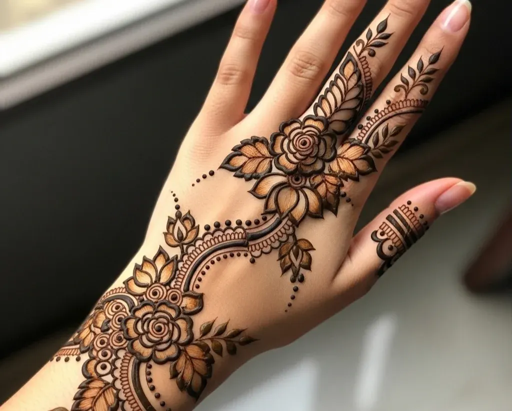 Stylish Flower Stylish Back Hand Mehndi Design