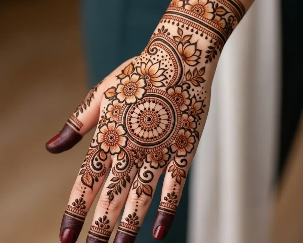Stylish Flower Stylish Back Hand Mehndi Design